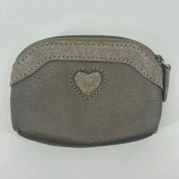 Lot Of 2 Brighton Heart Black & Tan Leather Change Purse Coin Zipper Pouch *READ - Picture 6 of 14